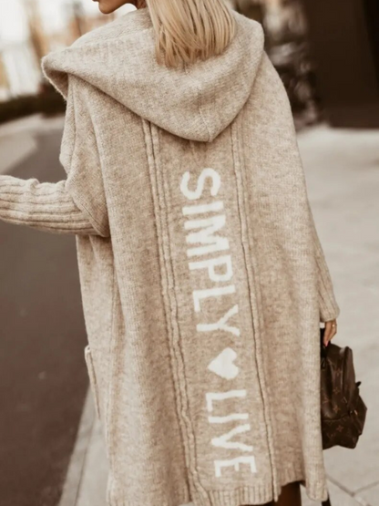 Kuschel Cardigan Lang Kapuze Weichwarm