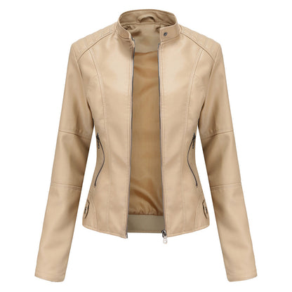 Leder Bikerjacke Mit Reißverschluss & Nieten