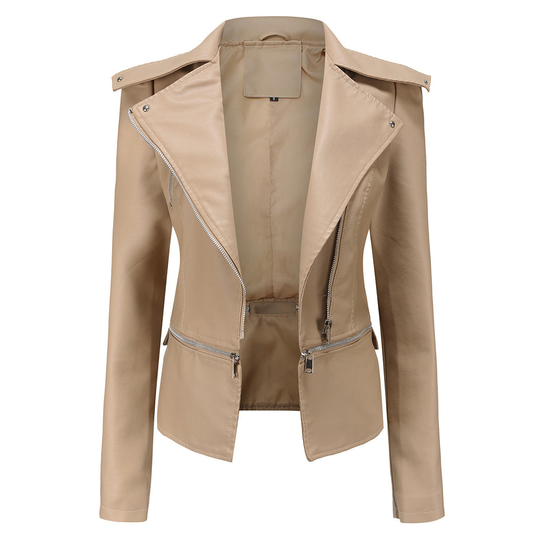 Herbstliche Lederjacke Trendy Damen