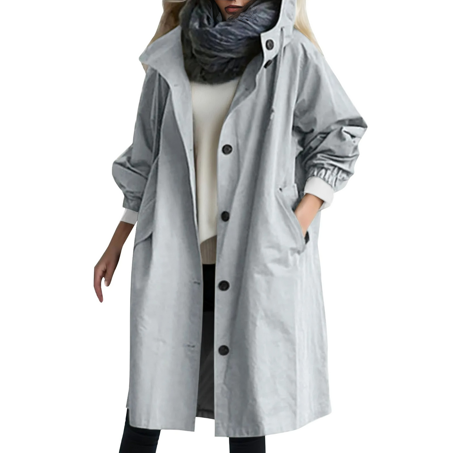 Wasserdichtes Damen-Trenchcoat Mit Kapuze