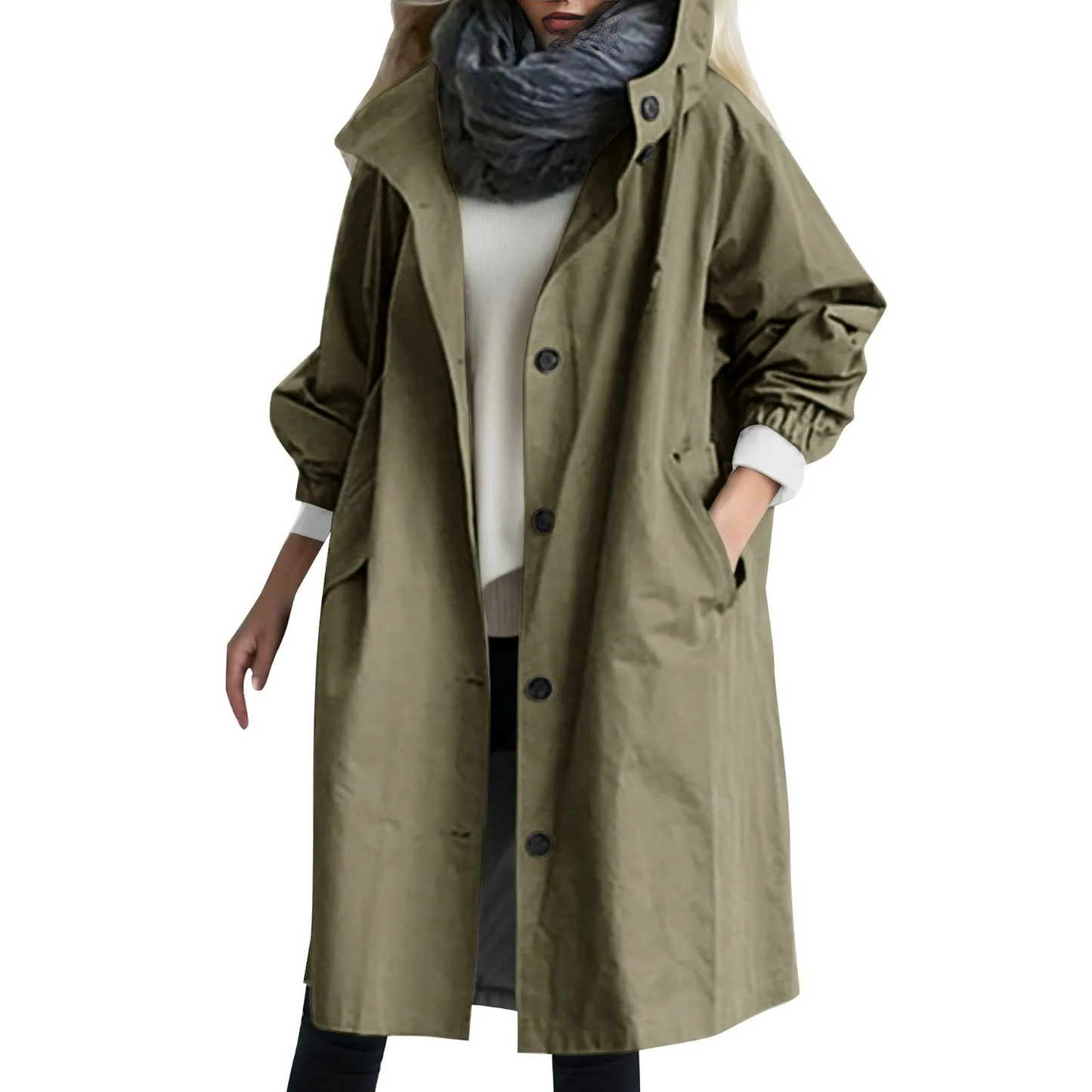 Wasserdichtes Damen-Trenchcoat Mit Kapuze