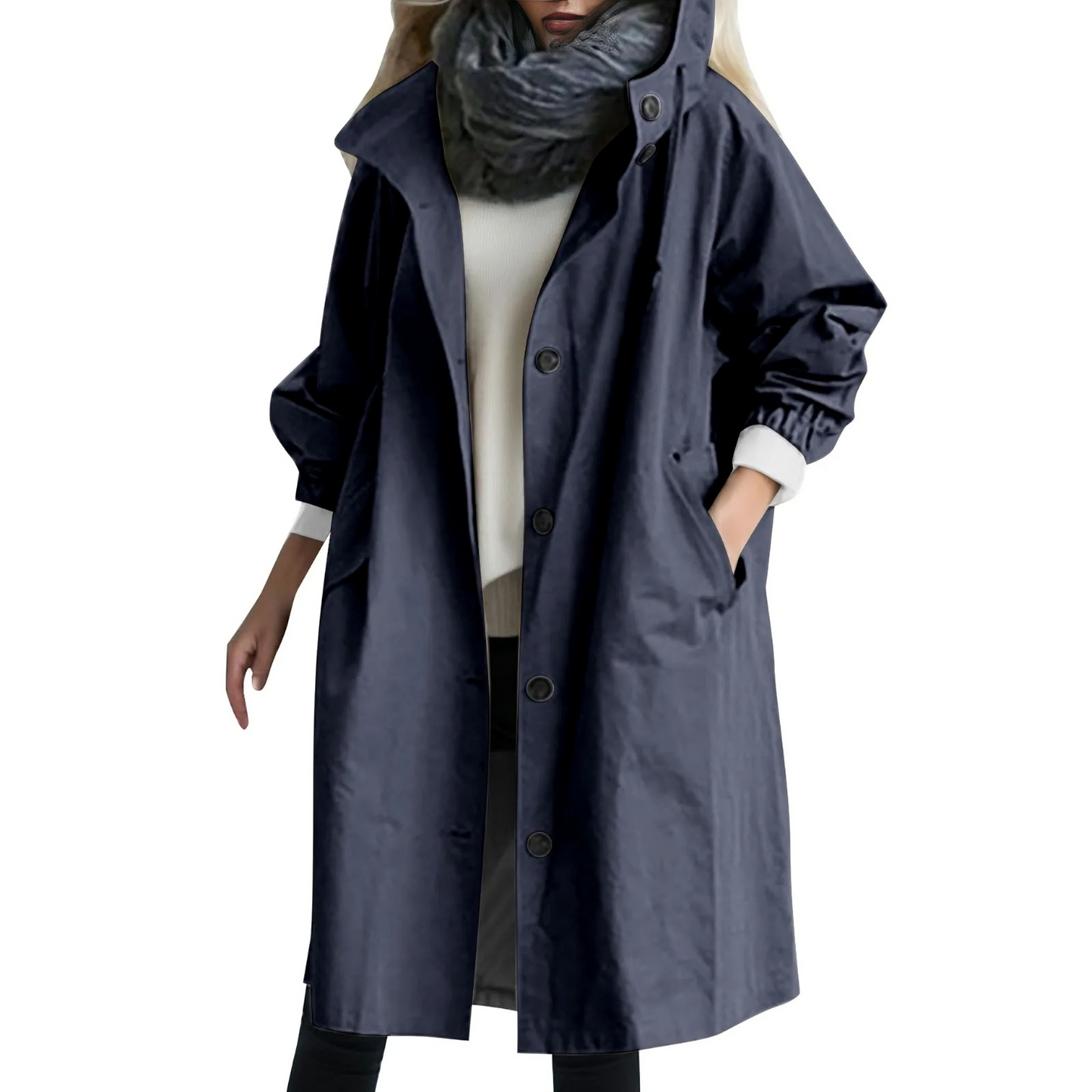 Wasserdichtes Damen-Trenchcoat Mit Kapuze