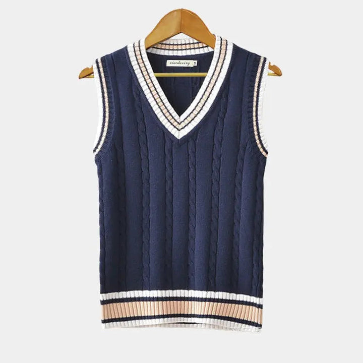 Herren Pullover Ärmellos V-Ausschnitt Modern Strick