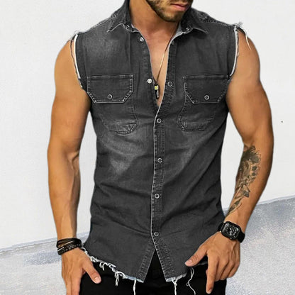 Ärmelloses Jeanshemd Slim Fit Herren