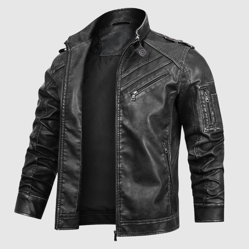 Modische Lederjacke Biker Stil
