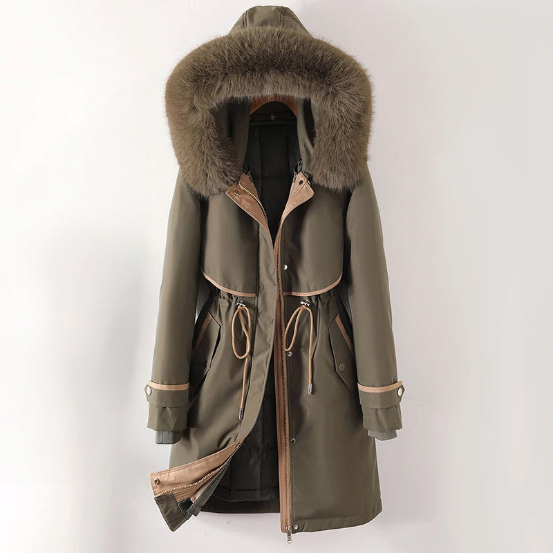 Damen Winterjacke Warm Gesteppt Kapuze