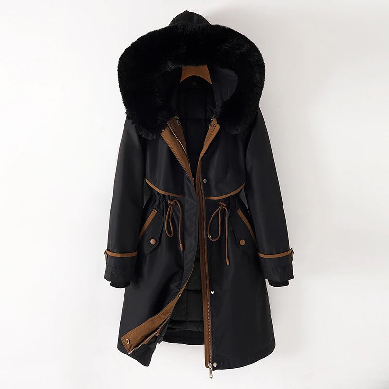 Damen Winterjacke Warm Gesteppt Kapuze