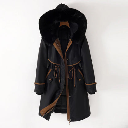 Damen Winterjacke Warm Gesteppt Kapuze