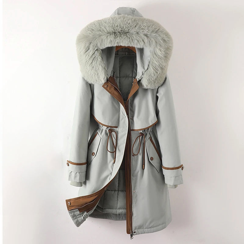 Damen Winterjacke Warm Gesteppt Kapuze