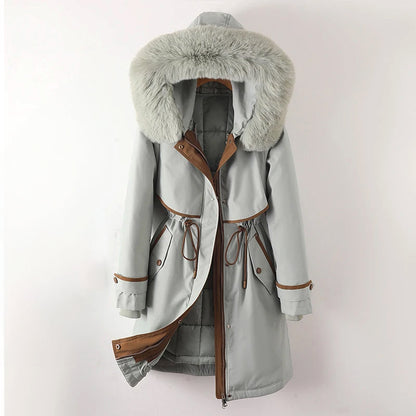Damen Winterjacke Warm Gesteppt Kapuze