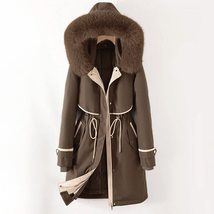 Damen Winterjacke Warm Gesteppt Kapuze