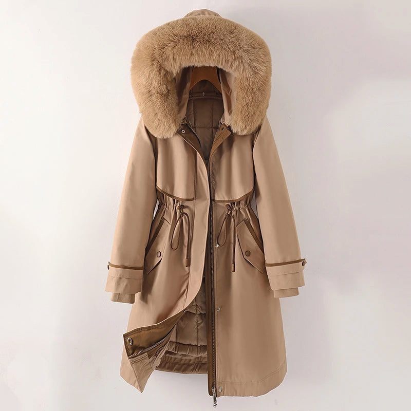 Damen Winterjacke Warm Gesteppt Kapuze