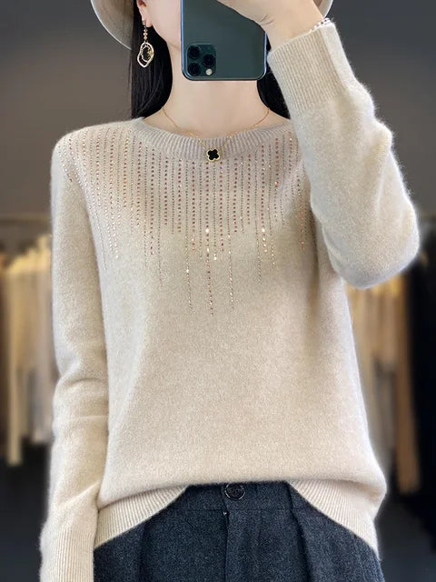 Glitzer Pullover Damen Warm Modisch