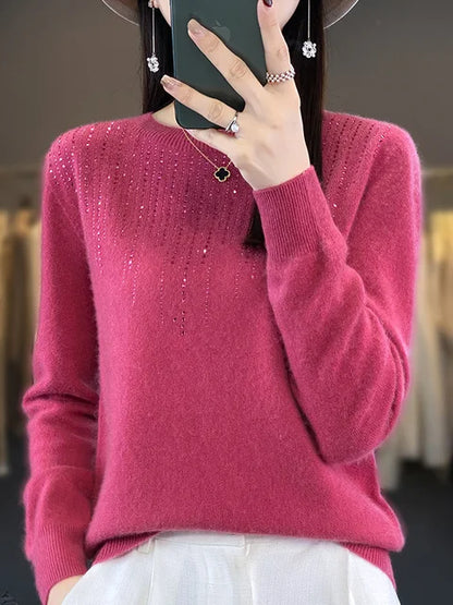 Glitzer Pullover Damen Warm Modisch