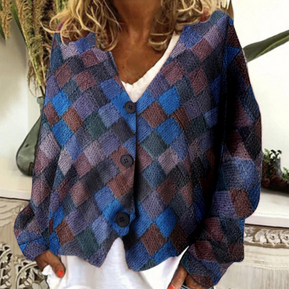 Stylishe Damenjacke V-Ausschnitt Knopfverschluss