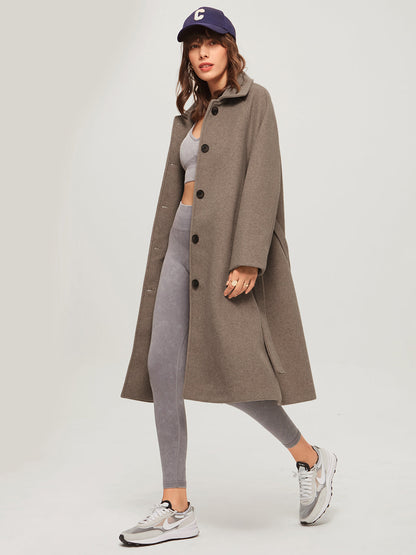 Stylischer Gürtelmantel Lang Überwurf Damen