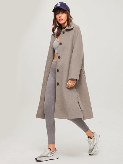 Stylischer Gürtelmantel Lang Überwurf Damen
