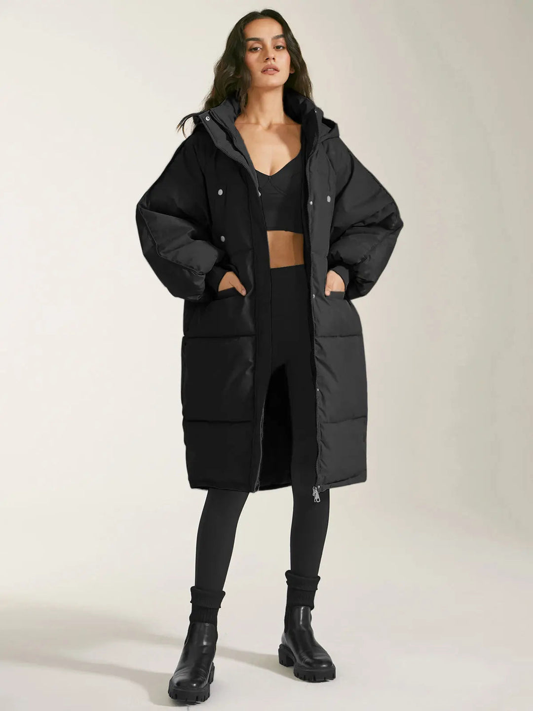 Winterparka Damen Warm Kapuze Reißverschluss