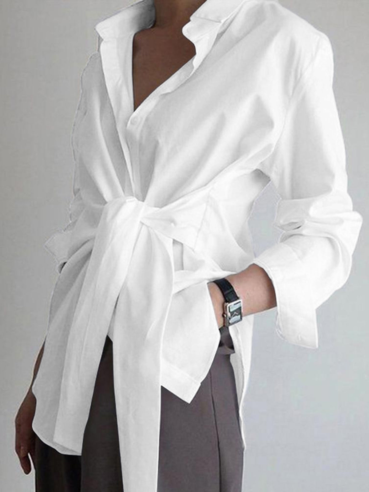 Elegantes Damenhemd mit Gürtel Bauchfreies Design