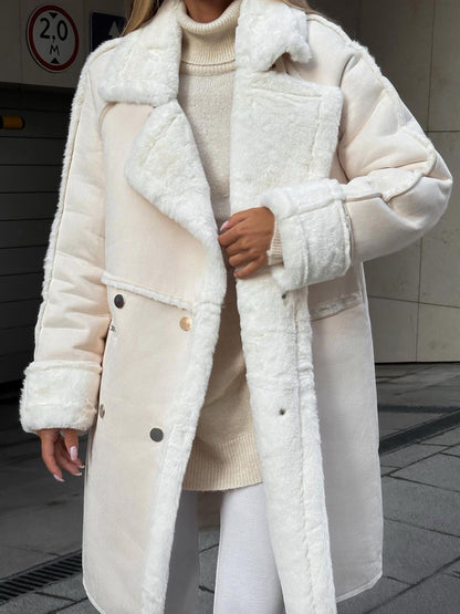 Übergrößer Mantel Faux Fur Knielang Modern