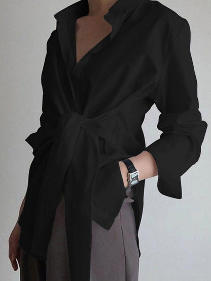 Elegantes Damenhemd mit Gürtel Bauchfreies Design