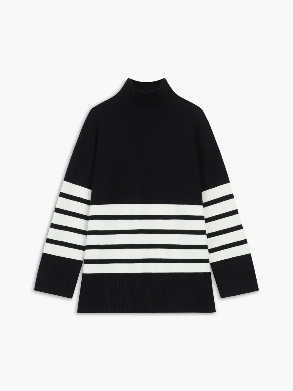 Streifiger Damenpullover Mit Stehkragen