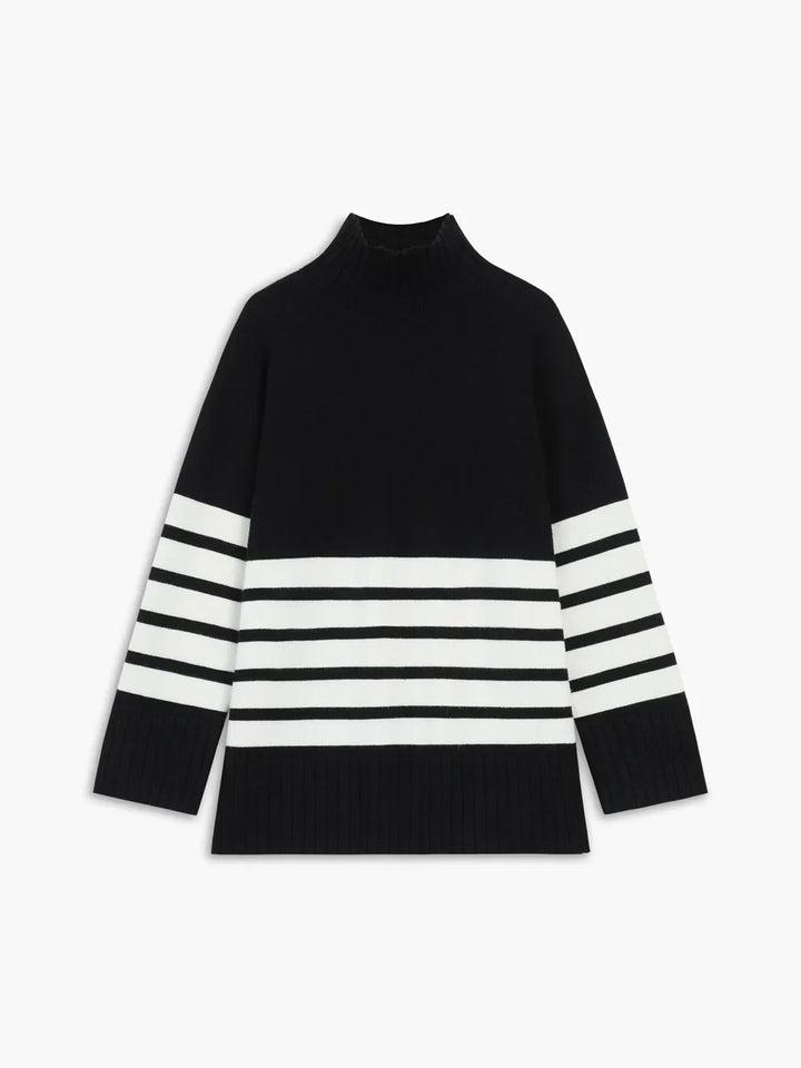 Streifiger Damenpullover Mit Stehkragen
