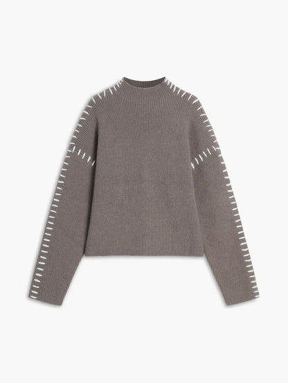 Damen Oversize Pullover Rollkragen Großzügig