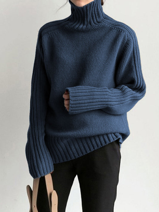 Damen Strickpullover Hoher Hals Herbstmodell - IdealeKleiden