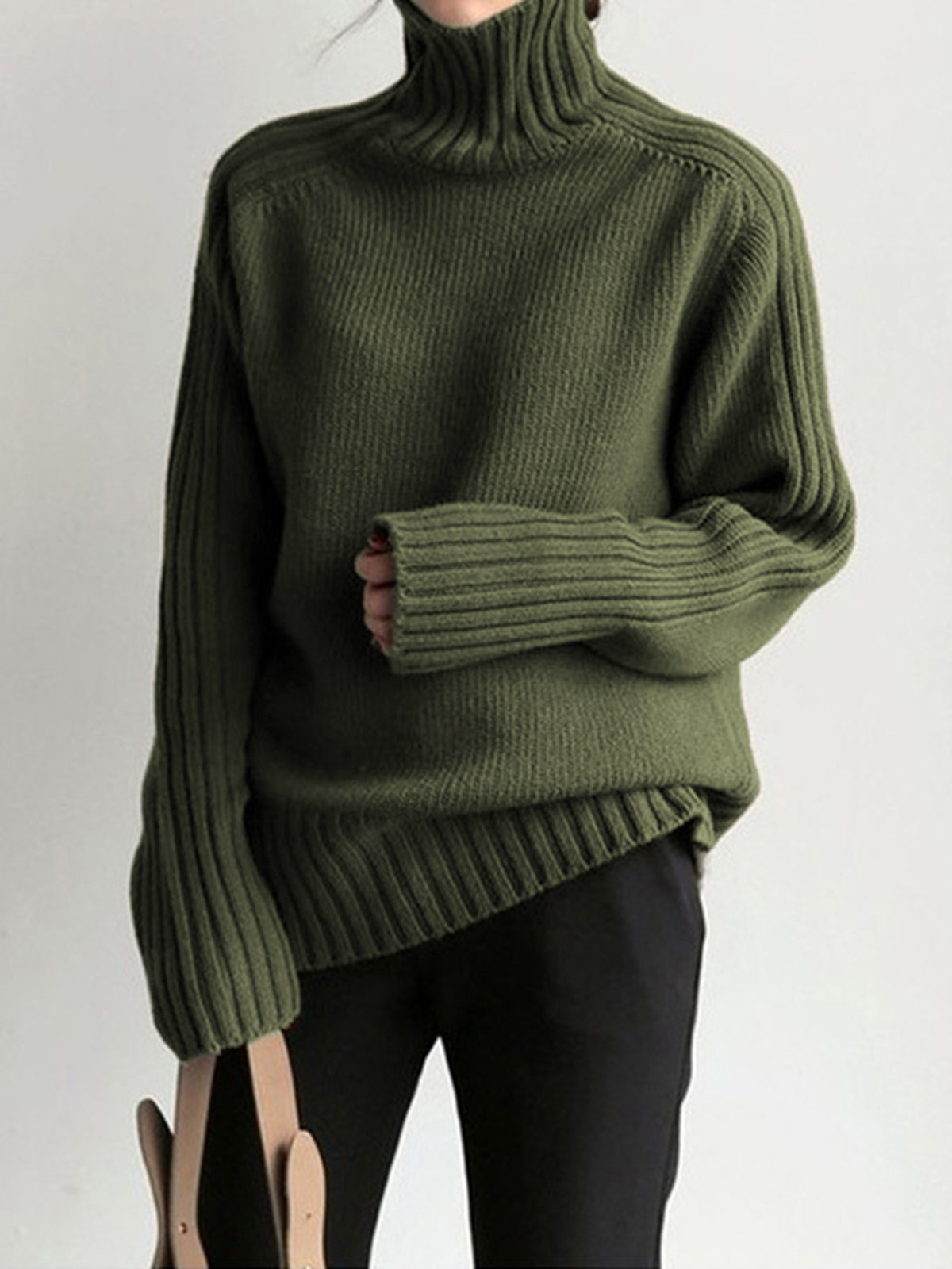 Damen Strickpullover Hoher Hals Herbstmodell