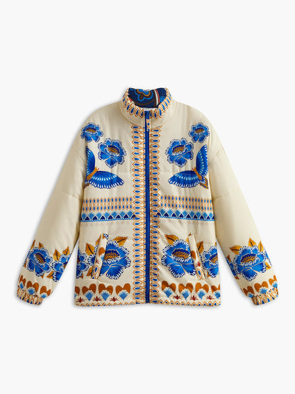Winterjacke Boho Stil Reißverschluss