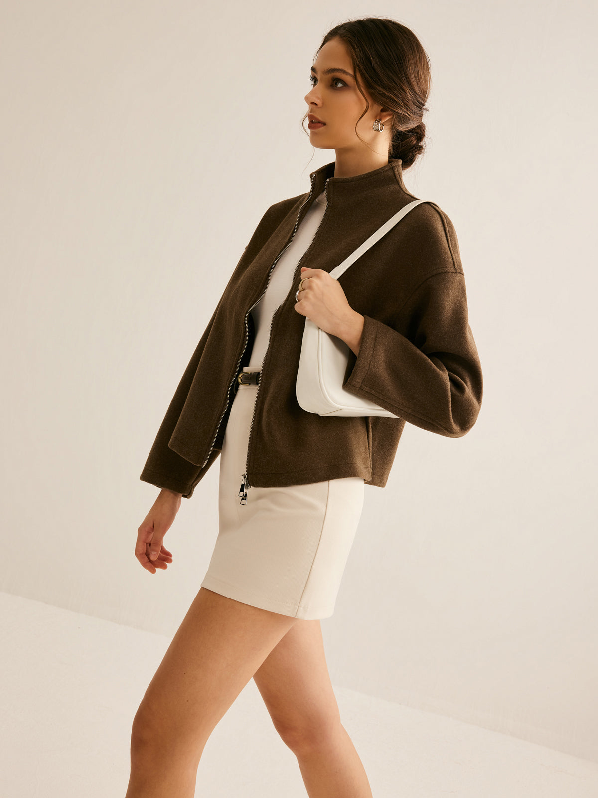 Braune Lederjacke Damen Reißverschluss - IdealeKleiden