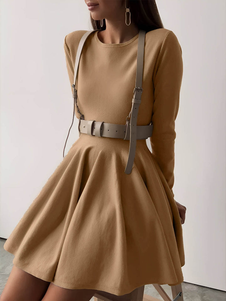 Damen Minikleid Elegant Kurz Ärmel Schnitt