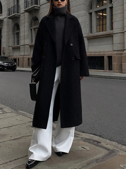 Eleganter Damenmantel aus Tweed Wollmix