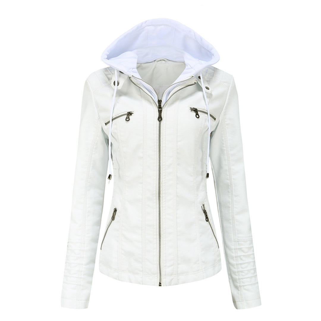 Lederjacke Mit Kapuze Slim Fit Style