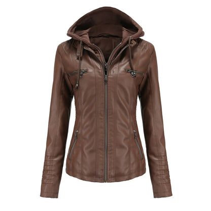 Lederjacke Mit Kapuze Slim Fit Style