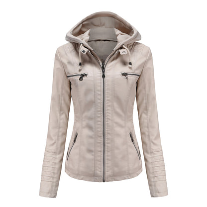 Lederjacke Mit Kapuze Slim Fit Style