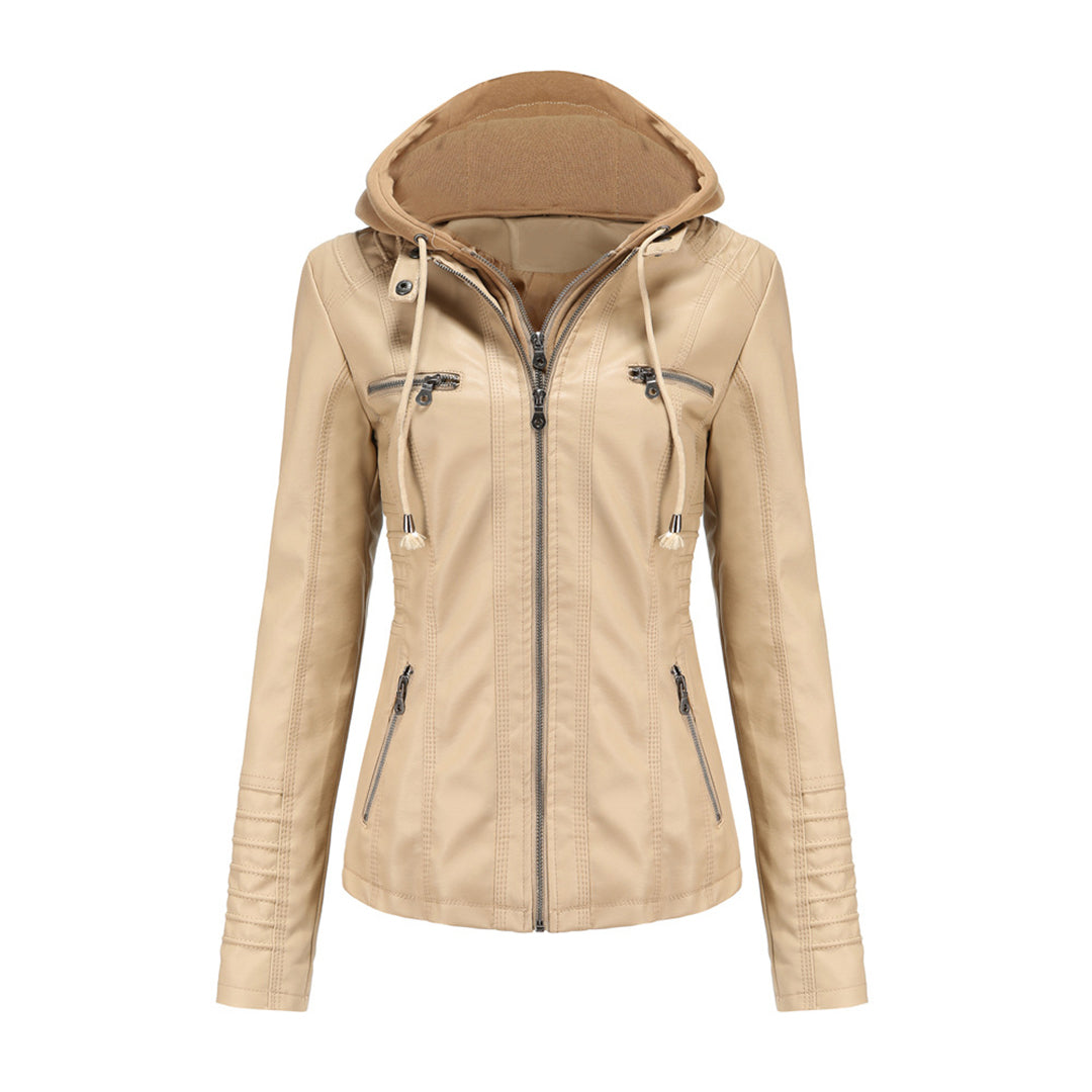 Lederjacke Mit Kapuze Slim Fit Style