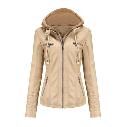 Lederjacke Mit Kapuze Slim Fit Style