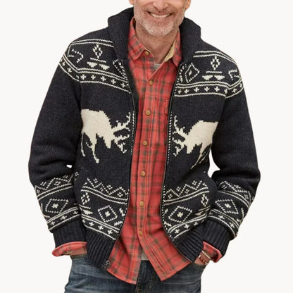 Herren Pulloverjacke Weihnachtlich Rentier Design