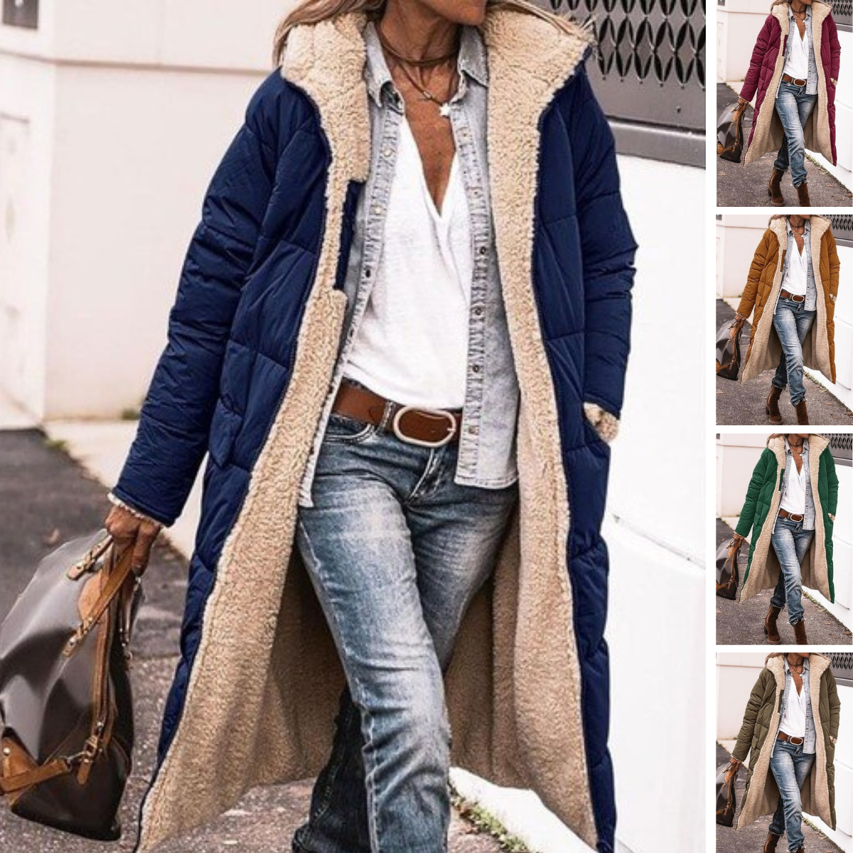 Winter Damenmantel Sherpa Fleece Kapuze Warm - IdealeKleiden