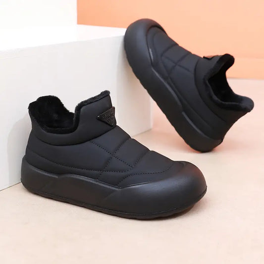 Damen Winterstiefel Warm, Knöchelstiefel mit Plüschfutter - IdealeKleiden