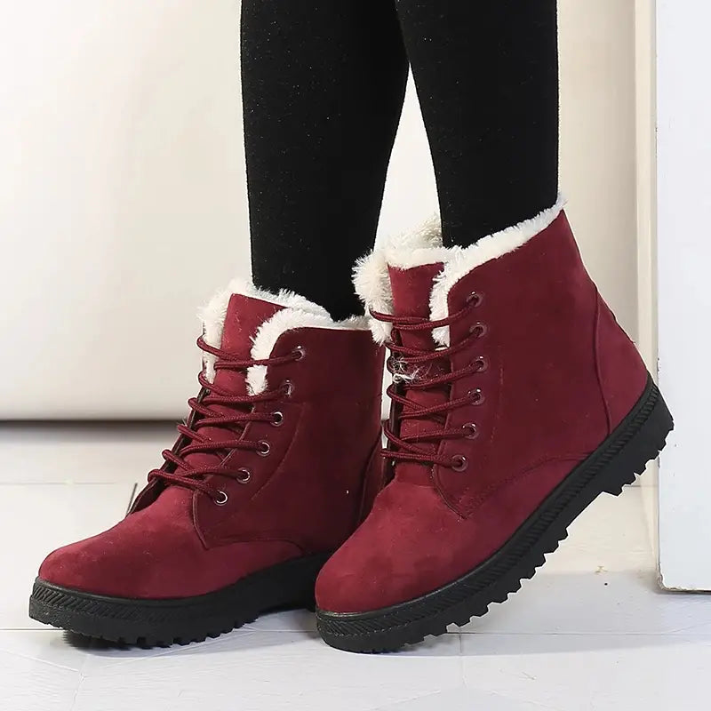 Damen Winterstiefel Schnürschuhe Schneeboot - IdealeKleiden
