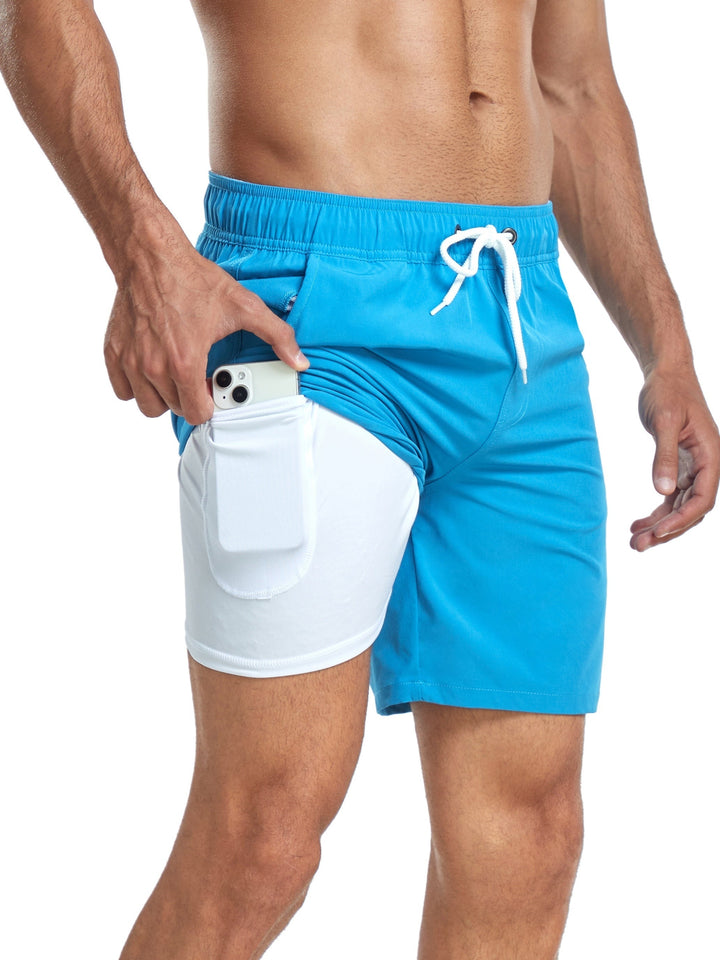 Herren Badeshorts Schnelltrocknend 2-in-1 Boardshorts