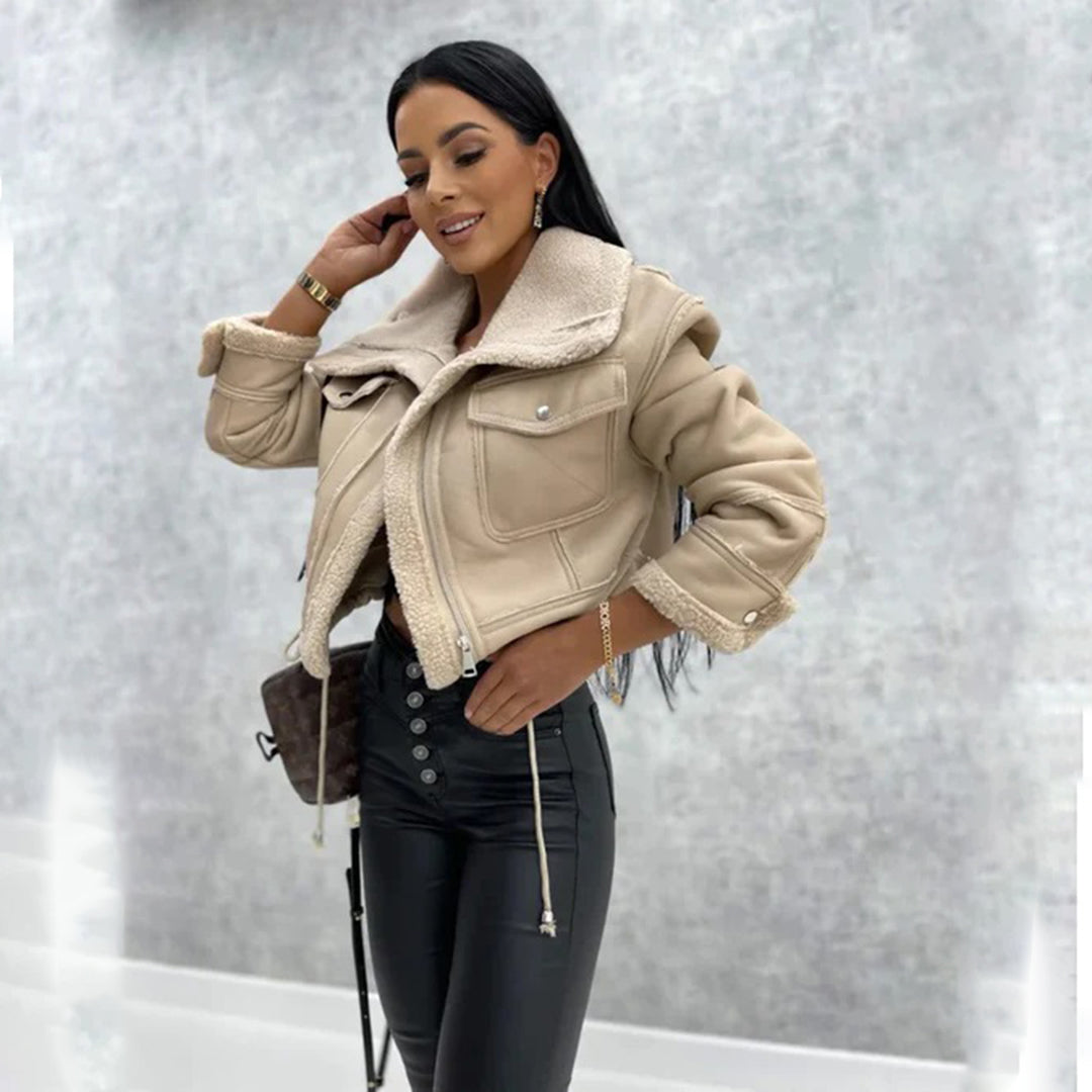 Kurze Lederjacke Motorrad Style