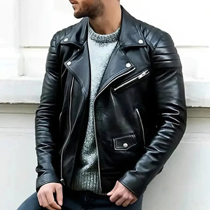 Leder Bikerjacke Herren Classic Reißverschluss