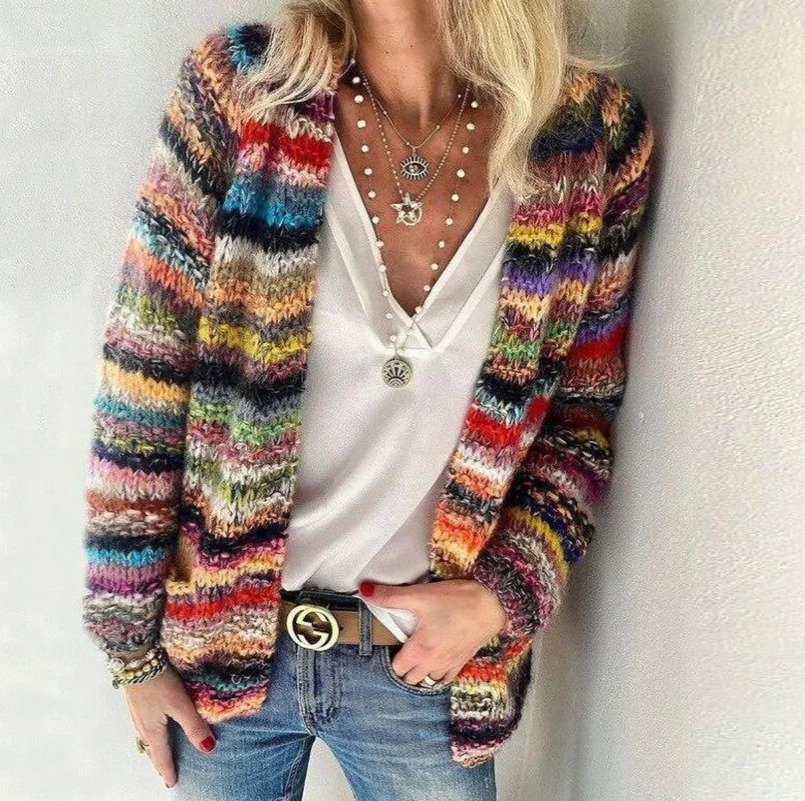 Stylische Strickjacke Bunt & Modern - IdealeKleiden