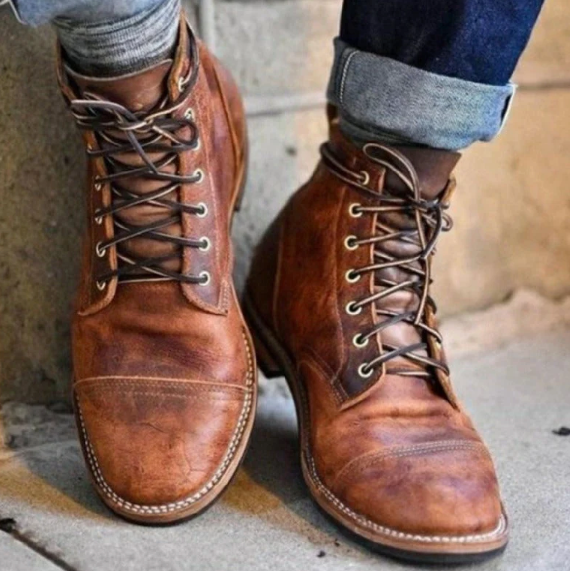 Herren Lederstiefel Robust Stilvoll - IdealeKleiden