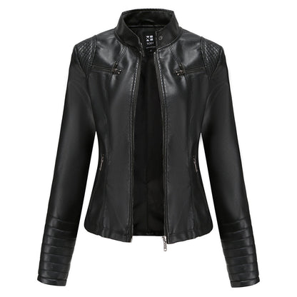 Herbstliche Lederjacke Damen Trendy Design - IdealeKleiden