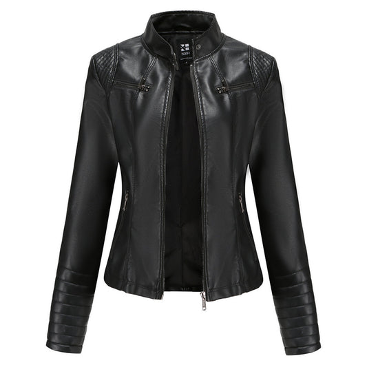 Herbstliche Lederjacke Damen Trendy Design - IdealeKleiden